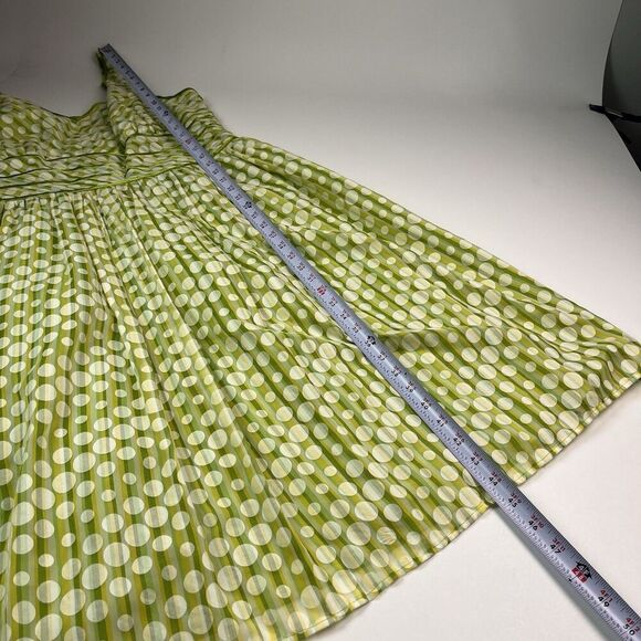 Vintage Robbie Bee Polka Dot Babydoll Midi Dress 18W Lime Green Milkmaid Retro - Picture 7 of 10